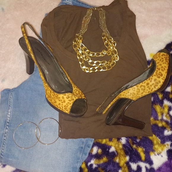 Cloud Walkers leopard sling back 3' heels - Picture 4 of 5